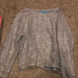 alice + olivia sequence sparkle grey sweater